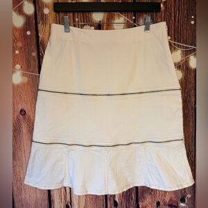 Vintage Christine Phillipe Limage White Zipper Tiered Denim Type Skirt